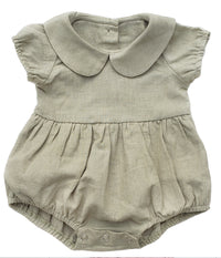 Baby Linen Bubble collar Romper with Bow | Allie