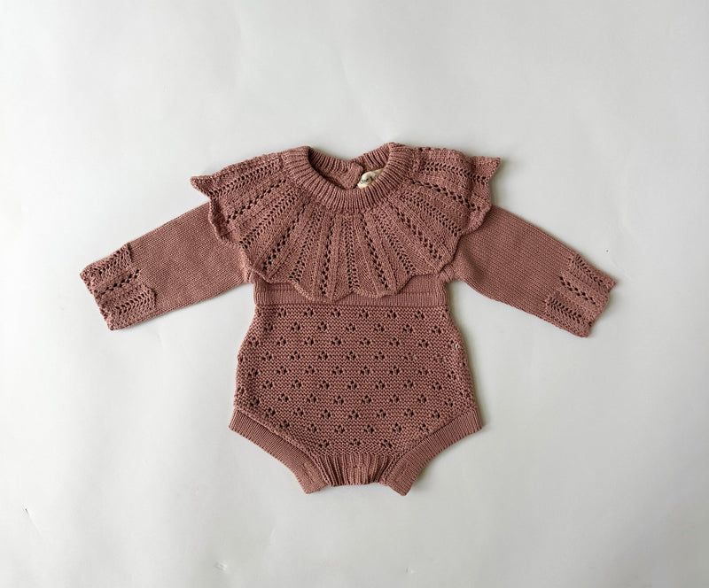 Knitted Sweater Romper lace collar| Zori