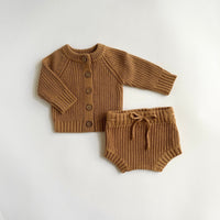 Baby Knitted Sweater + Bloomer + Booties Outfit | Tan Quinn