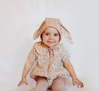 Baby Floral collar Romper with Bow| Allie floral