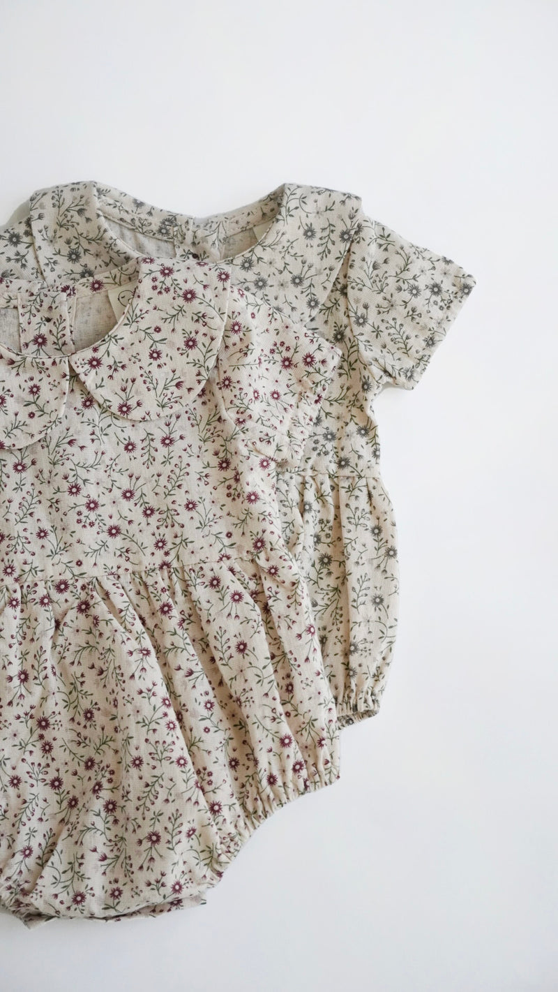 Baby Floral collar Romper with Bow| Allie floral