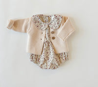 Baby Floral collar Romper with Bow| Allie floral