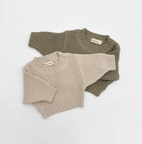 Baby kids Cotton Braided Crew Neck Sweater