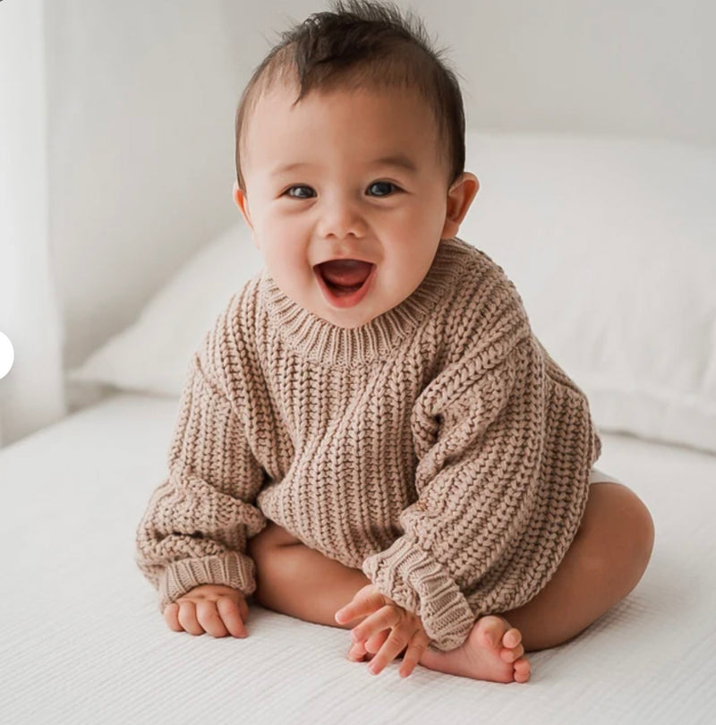 Newborn Size Baby Chunky Knit Braided Sweater