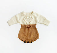 Copper Heart Romper with copper knit Bow