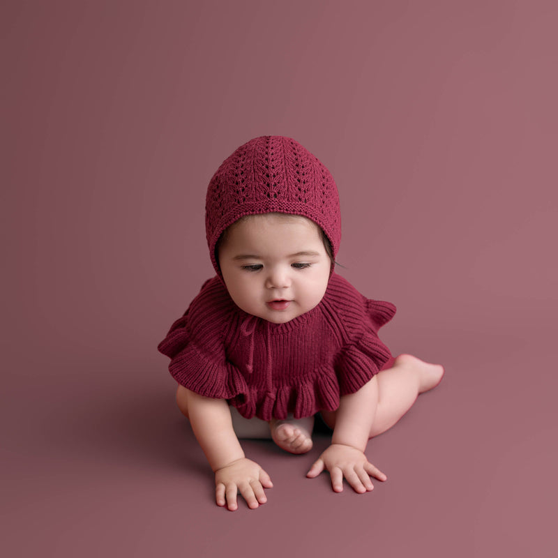 Baby Knit Bonnet Cotton lace | Jamie