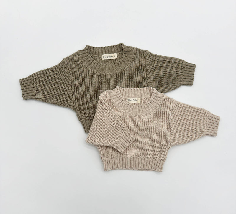 Baby kids Cotton Braided Crew Neck Sweater