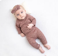 Baby Girl 3 pc Knitted Jumper +Hat + Bow | Grace Knit