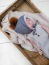 Winter Fur Baby Hat Gray Cotton Sherpa Lined