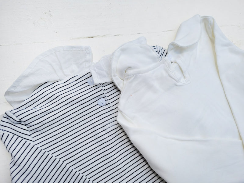 Girls White Collar uniform shirt or Striped with Ruffled collar