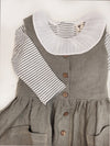 Girls White Collar uniform shirt or Striped with Ruffled collar