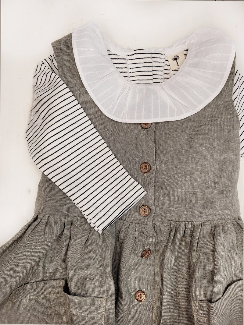 Girls White Collar uniform shirt or Striped with Ruffled collar