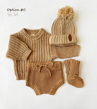 Tan Chunky Knit Sweater Set