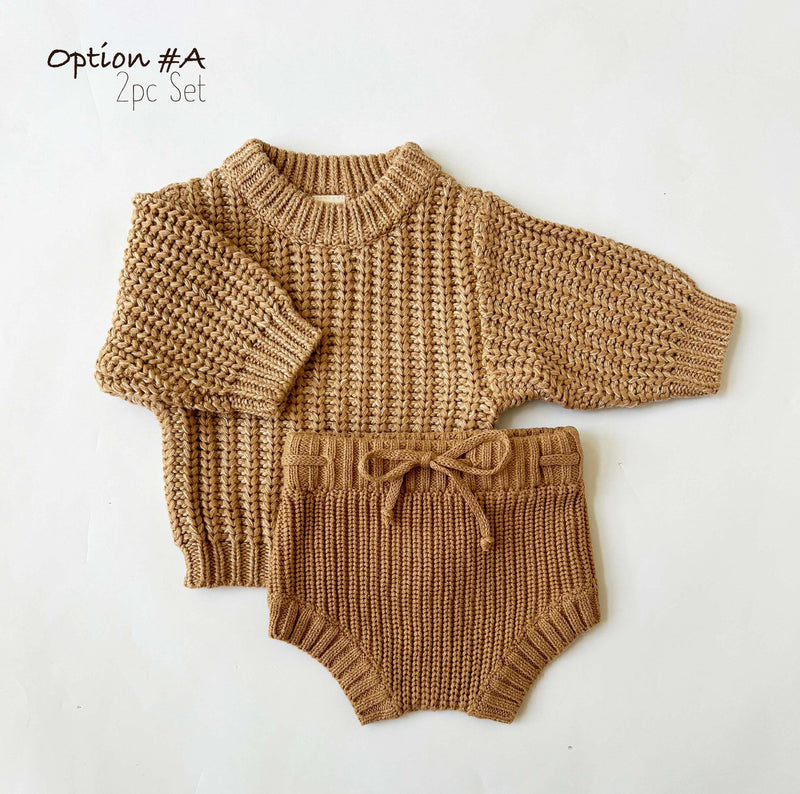 Tan Chunky Knit Sweater Set