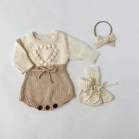 Cream Heart Romper Set