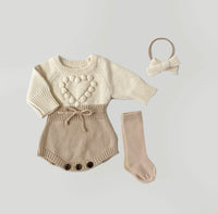 Cream Heart Romper Set