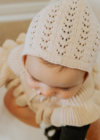 Baby Knit Bonnet Cotton lace | Jamie