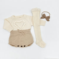 Cream Heart Romper Set