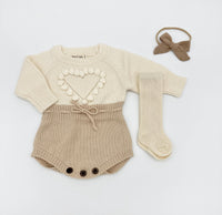 Cream Heart Romper Set