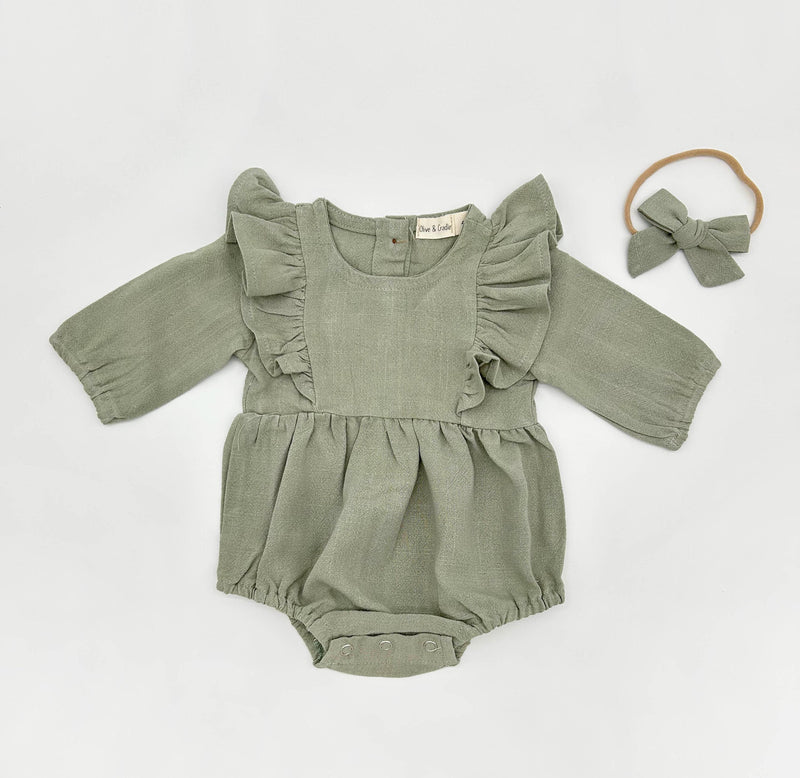 Gabriella Longsleeve Romper with Bow