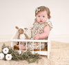 Girls Cotton Ruffle Sleeve Jumper Romper with Bow |Jennifer Bria