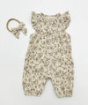 Girls Cotton Ruffle Sleeve Jumper Romper with Bow |Jennifer Wheat Floral