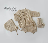 Knitted Baby Newborn Set knotted poms | Matching Set OPTIONS | Matalyn