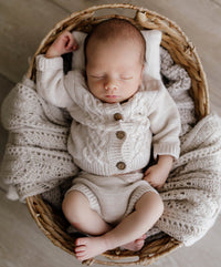 Newborn Baby Knit Outfit 3PC SET Sweater Bloomer Booties | Matais Set