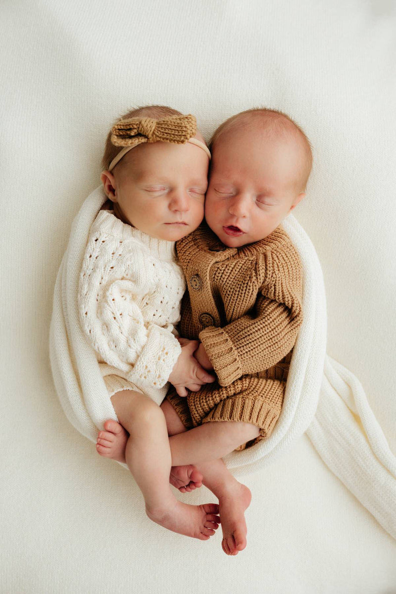 Baby Knitted Sweater + Bloomer + Booties Outfit | Tan Quinn