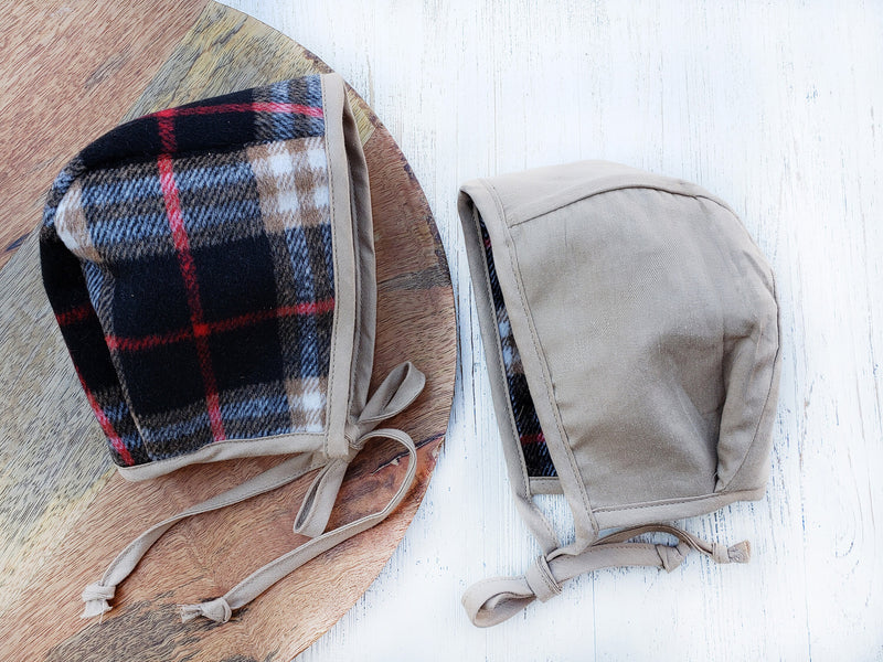 Christmas Plaid Baby Boy Bonnet