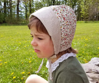 Girls Baby Bonnet Reversible Visor Sun Bonnet in Natural Linen