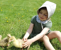 Girls Baby Bonnet Reversible Visor Sun Bonnet in Natural Linen