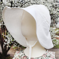 Baby Sun Beach Bonnet Hat | Full Coverage Umbrella Style | Adjustable LINEN