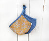 Reversible French Blue Linen with mustard floral reversible print