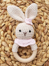 Crochet Animal Rattle on wooden Teething Ring | crochet teether