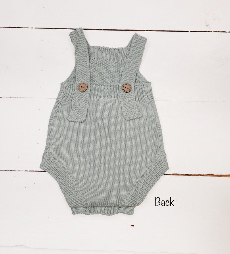 Knit Baby Romper w/ Bow | Spring Mint Hailey