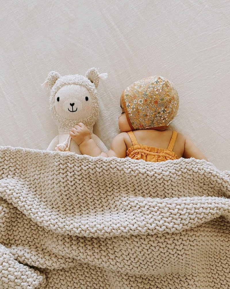 Mustard brown Linen Baby Bonnet with Wild flowers Reversible