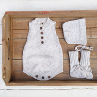 Coco-Speckled 3PC OUTFIT Romper + Hat + Booties |Newborn photography MICAH