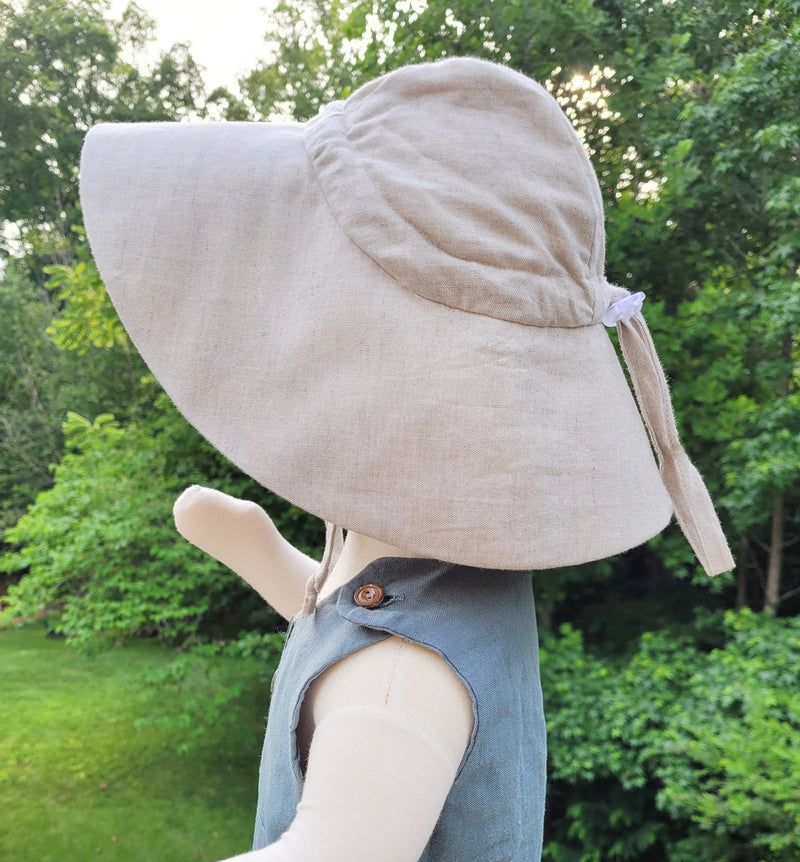 Baby Sun Beach Bonnet Hat | Full Coverage Umbrella Style | Adjustable LINEN