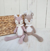 Crochet Sleepy Deer Toy Amigurumi 12 inch