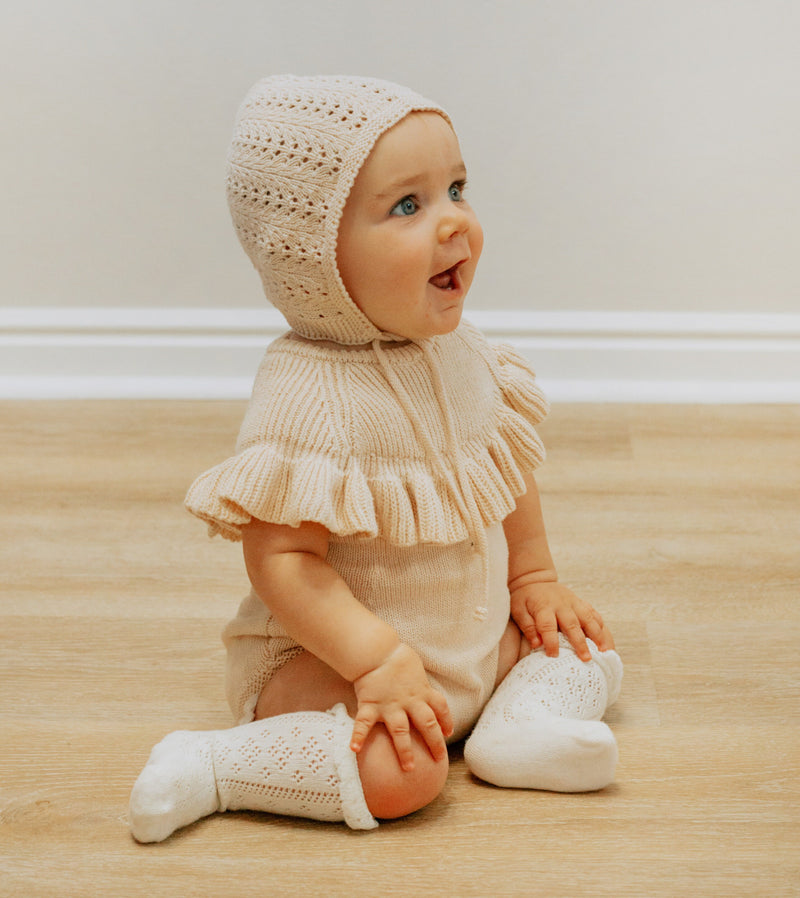 Baby Knit Bonnet Cotton lace | Jamie