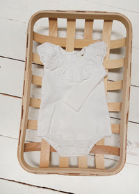 Baby Ruffle Collar White Long sleeve onesie