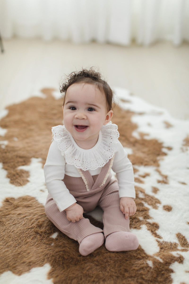 Baby Ruffle Collar White Long sleeve onesie