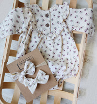 Claudia Cotton Bubble Romper + Bow