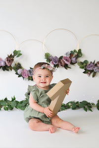 Linen Ruffle Romper | Gabriella sleeveless