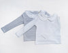 Girls White Collar uniform shirt or Striped with Ruffled collar