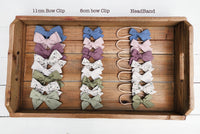 Hair bows on alligator Clips Floral Allie Solid Oat Linen Floral cotton Bows hair bands